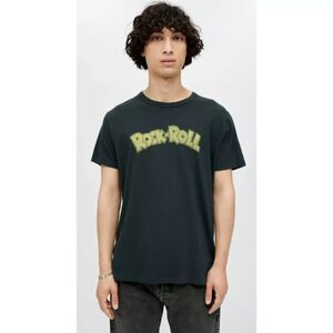 RE/DONE Mens Shirt Medium Washed Out Black Pullover Crew Graphic Rock N Roll Tee